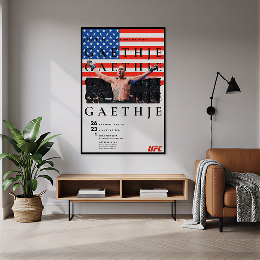 Justin Gaethje UFC Temalı Hal dekorasyon ve oda mockup görünümü - RugWest