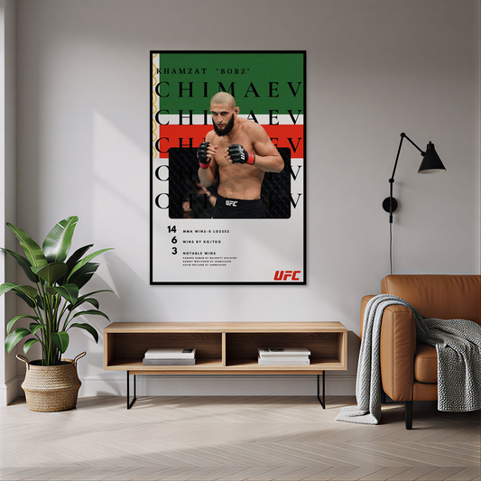 Khamzat Chimaev UFC Temalı Halı dekorasyon ve oda mockup görünümü - RugWest