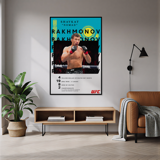 Shavkat Rakhmonov UFC Temalı Halı dekorasyon ve oda mockup görünümü - RugWest