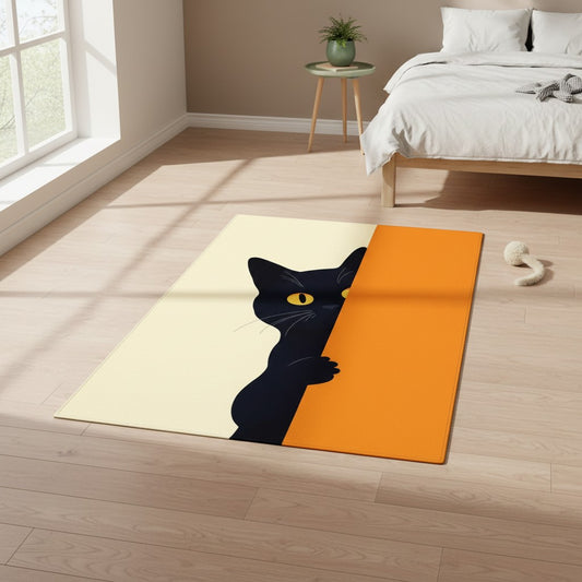 Black Cat Halı dekorasyon ve oda mockup görünümü - RugWest