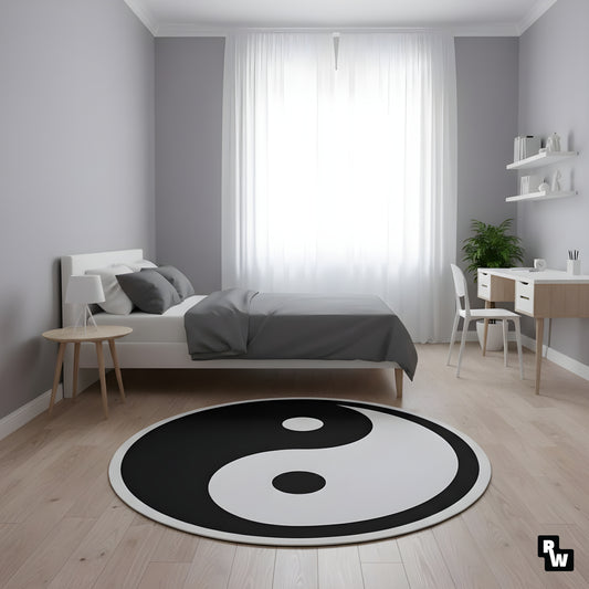 Yin Yang Halı dekorasyon ve oda mockup görünümü - RugWest