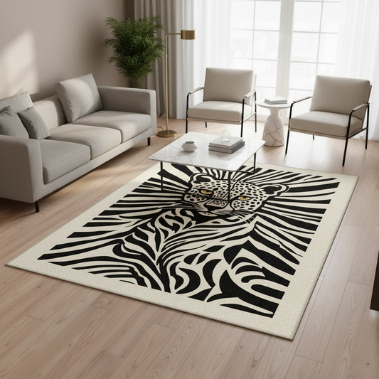 Leopar Halı dekorasyon ve oda mockup görünümü - RugWest