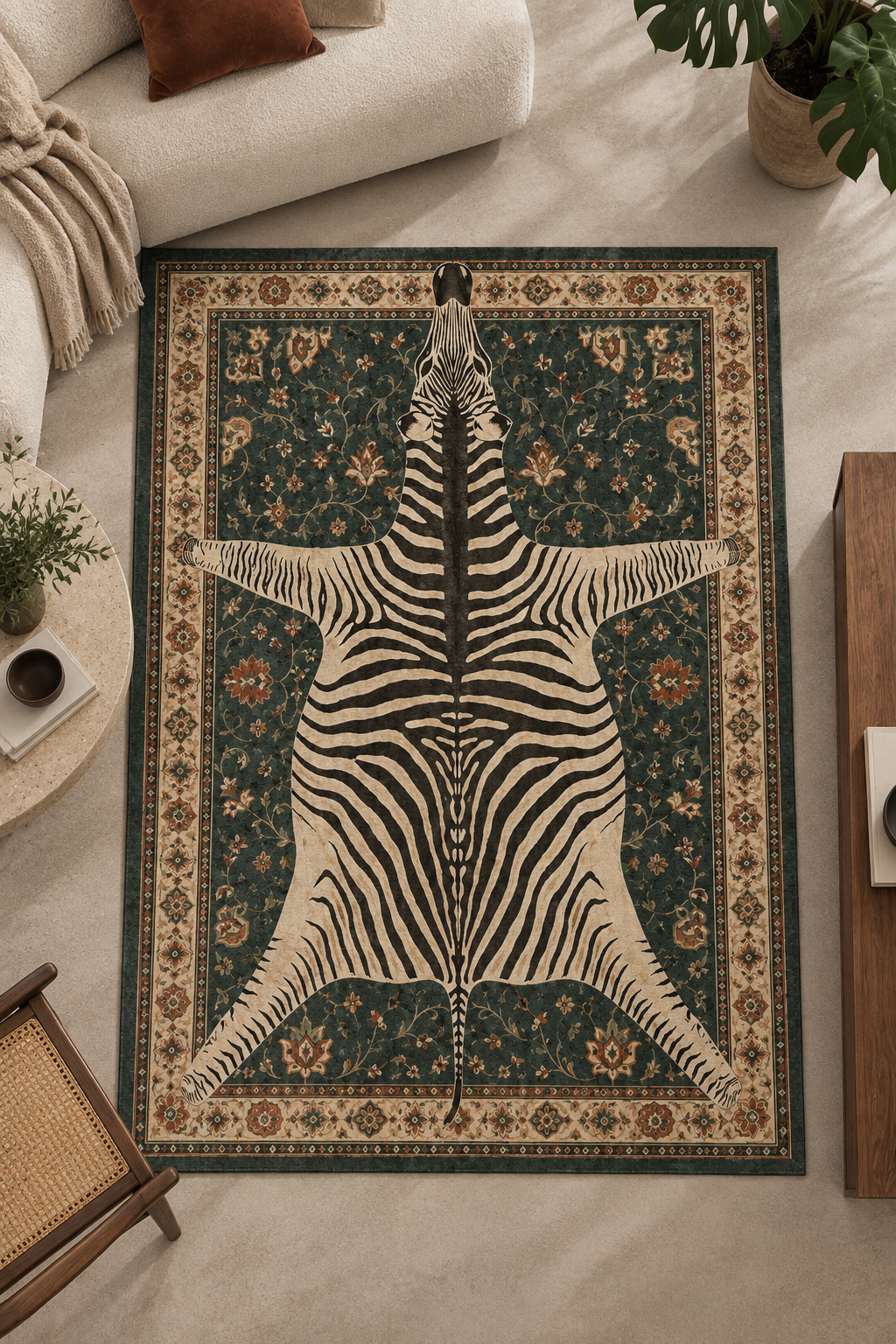 Vintage Zebra Desenli Halı