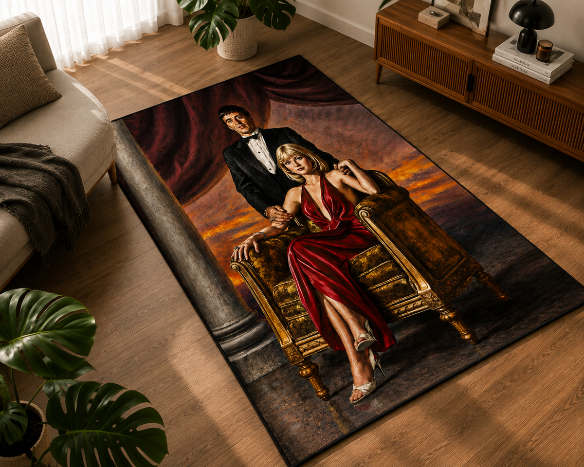 Scarface Tony Montana Tasarımlı Dikdörtgen Halı mekan içinde kullanım görünümü - RugWest