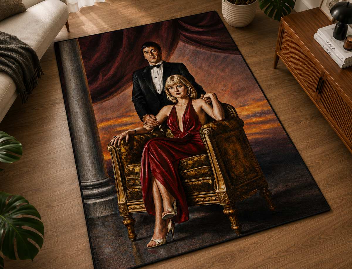 Scarface Tony Montana Tasarımlı Dikdörtgen Halı yakın detay ve baskı görünümü - RugWest