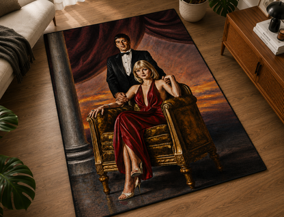 Scarface Tony Montana Tasarımlı Dikdörtgen Halı yakın detay ve baskı görünümü - RugWest