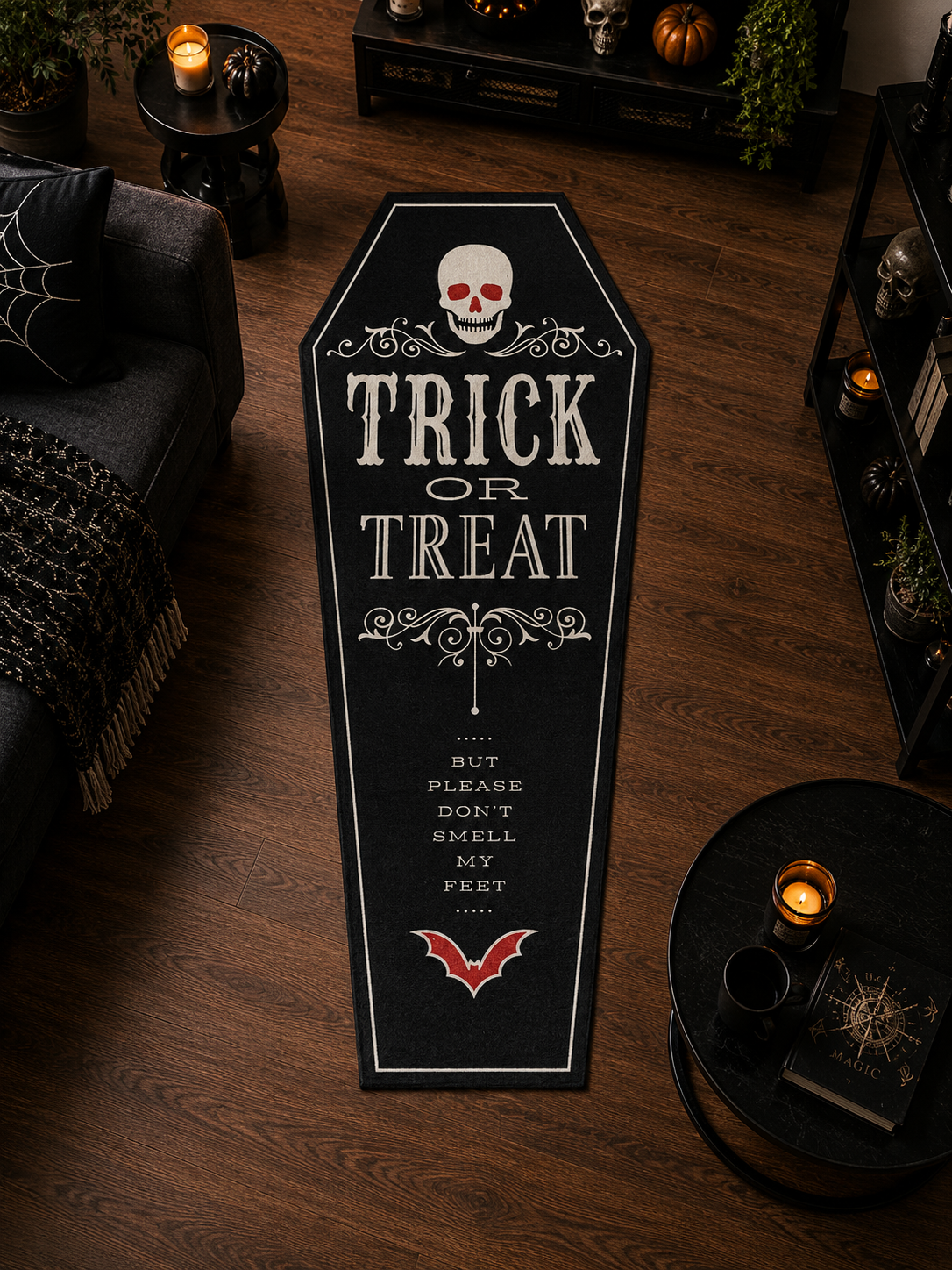 Trick or Treat Tabut Halı yakın detay ve baskı görünümü - RugWest