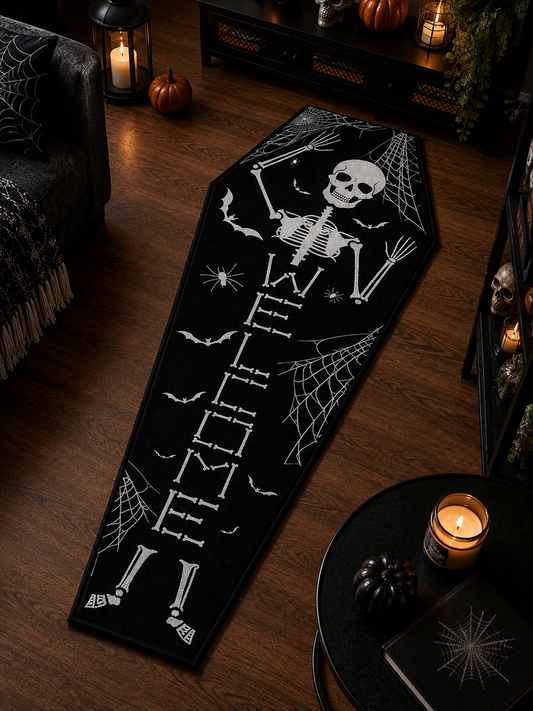 İskelet Welcome Tabut Halı dekorasyon ve oda mockup görünümü - RugWest