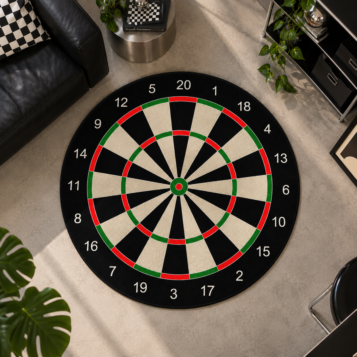 Dart Tahtası Yuvarlak Halı - Dartboard Halı mekan içinde kullanım görünümü - RugWest