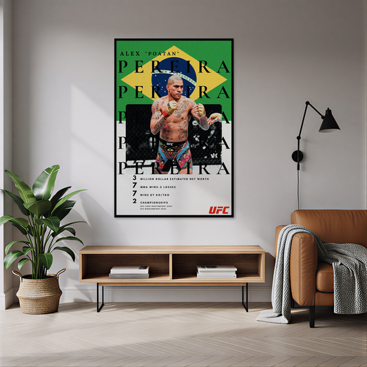 Alex Pereira UFC Temalı Halı dekorasyon ve oda mockup görünümü - RugWest