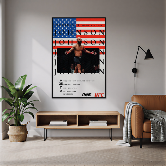 Demetrious Johnson UFC Temalı Halı dekorasyon ve oda mockup görünümü - RugWest