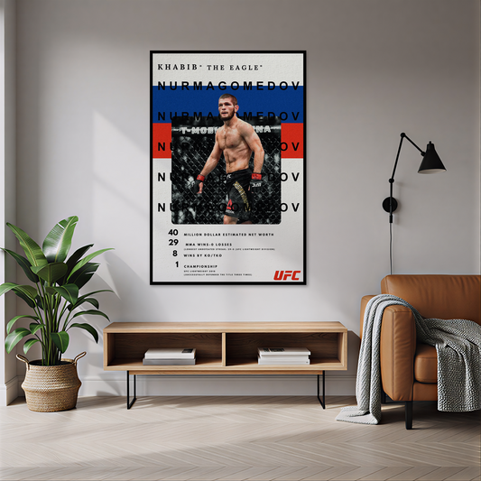 Khabib Nurmagomedov UFC Temalı Halı dekorasyon ve oda mockup görünümü - RugWest
