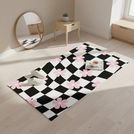 Flowers Damalı Halı dekorasyon ve oda mockup görünümü - RugWest