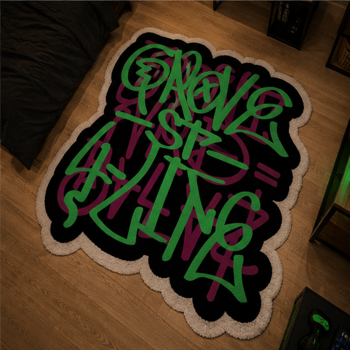 Groove St. 4 Life Graffiti Tasarım Halı yakın detay ve baskı görünümü - RugWest
