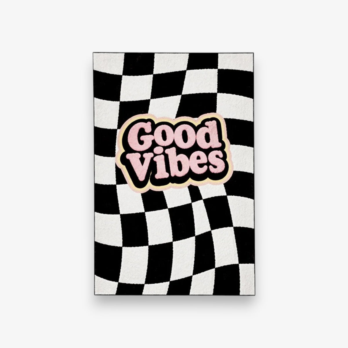 Good Vibes Siyah Beyaz Damalı Tasarım Halı ürün görünümü - RugWest