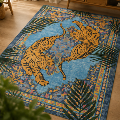 Kaplan Desenli Vintage Mavi Tasarım Halı ürün özellikleri ve kullanım detayları - RugWest
