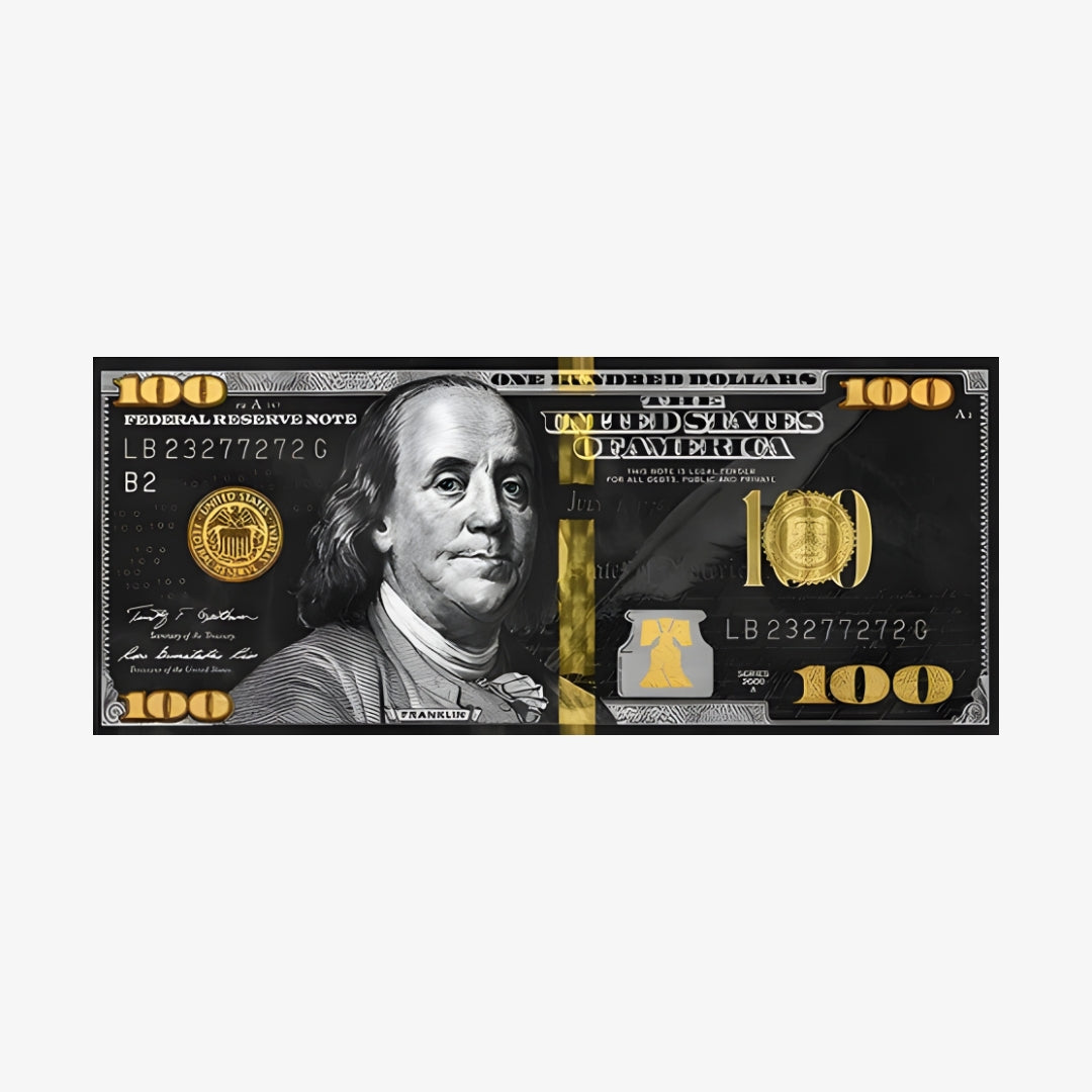 100 dolar desenli siyah dijital baskı halı
