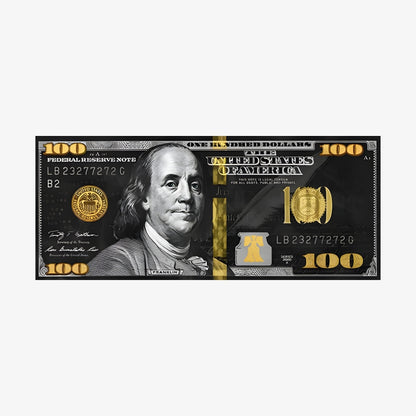 100 dolar desenli siyah dijital baskı halı