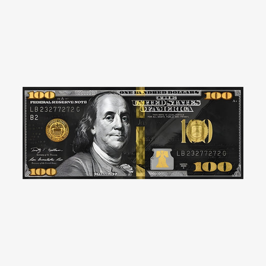 100 dolar desenli siyah dijital baskı halı