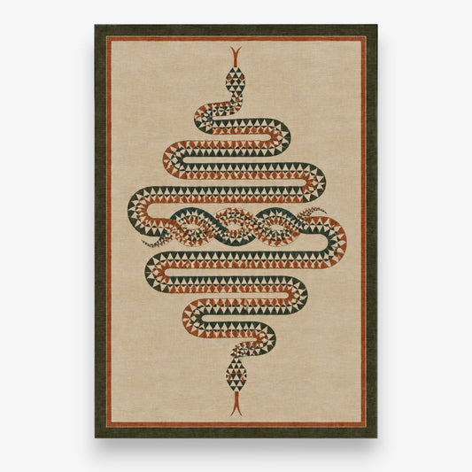Vintage Yılan Desenli Halı ürün görünümü - toprak tonlarında geometrik yılan desenli halı - RugWest